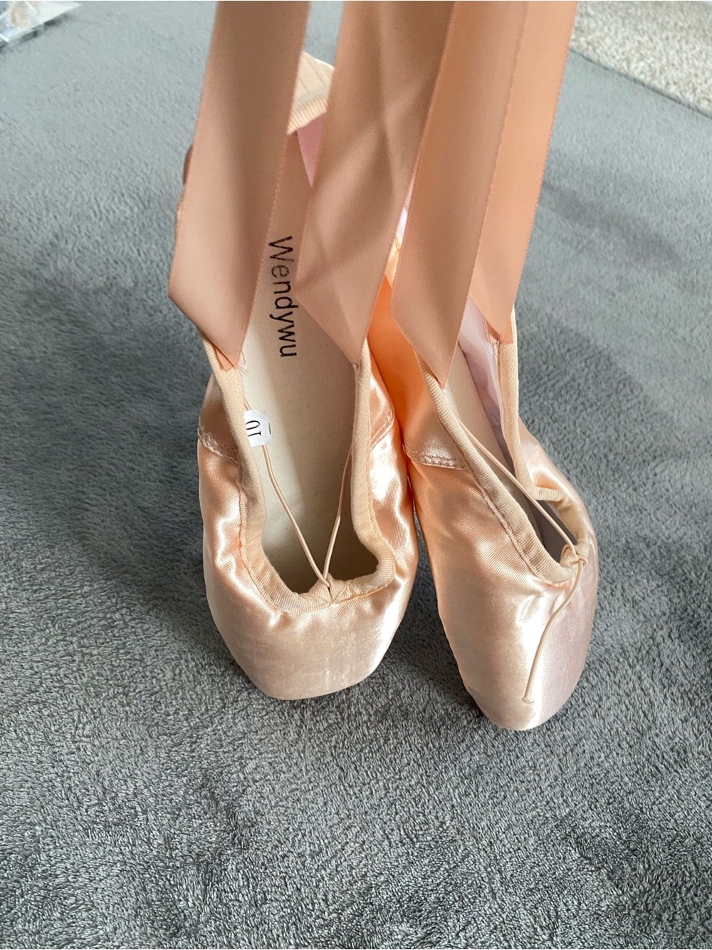 Wendywu Pink Satin Pointe Ballet Shoes Size 10 - Picture 5 of 16